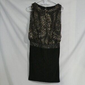 FRANK LYMAN DESIGN | size 8 | Leopard Print and Black Dress | Made In Canada